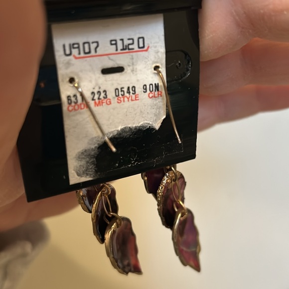 Vtg 80s Diana Marco Pink Abalone Shell Dangling Pierced Iridescent Earrings - Picture 5 of 6